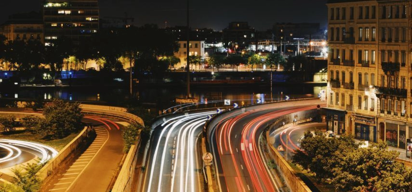 Photo Time-Lapse de la sortie du tunnel de Perrache à Lyon