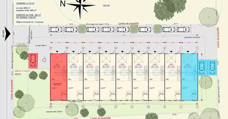 Le plan masse du parc d'activités du Carreau